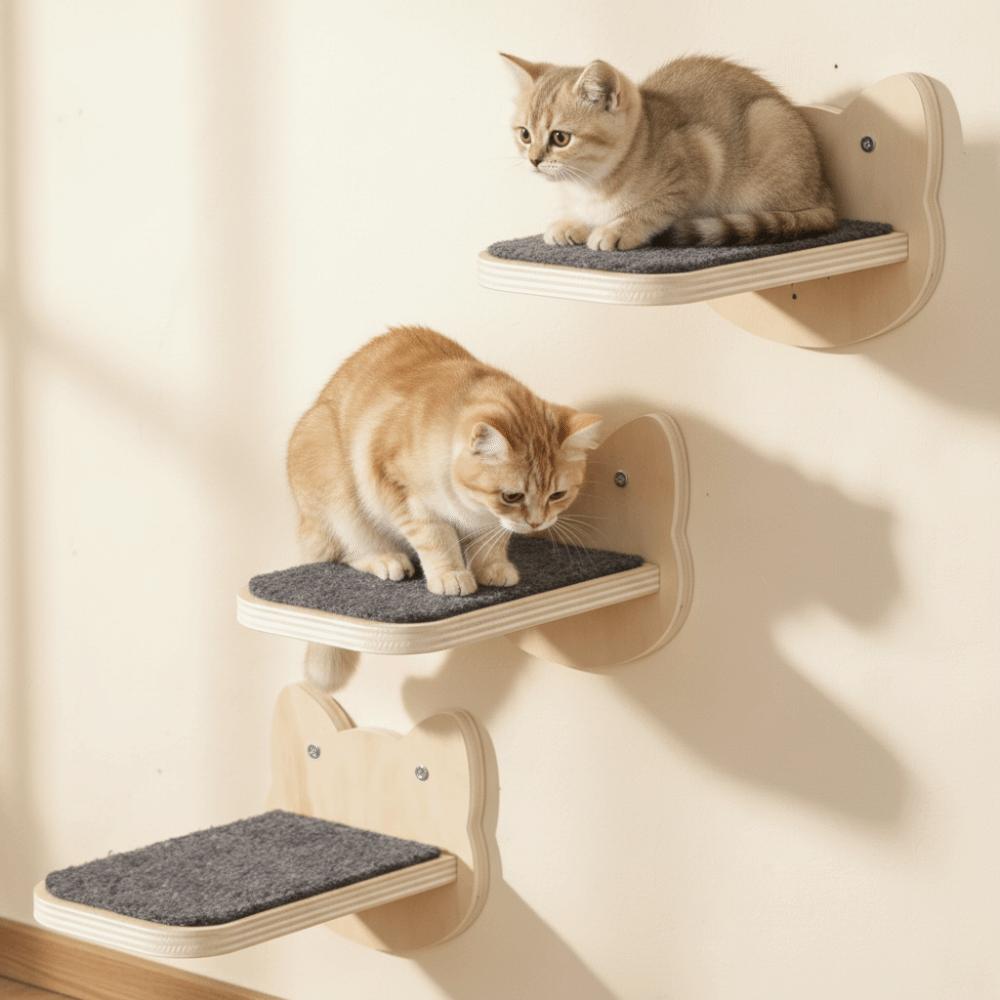 Scaffali da Arrampicata per Gatti in Legno Resistenti all'Usura Tappetini Graffiatoi Scala da Arrampicata per Gatti Gradini Sospesi Piattaforma di Salto Robusta per Gatti