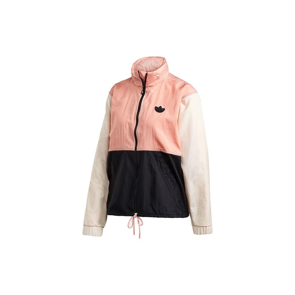 Adidas Originals Trefoil Color Block Windbreaker Retro Casual Sports Jacket Women Pink GK8559