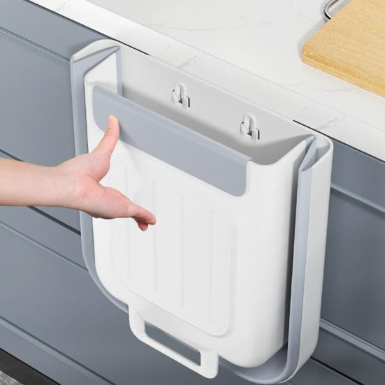 Foldable Garbage Container Cabinet Mounted Trash Bin, Compact Hanging Can, Kitchen Waste Bin Space Saving for Bathroom Office And Small Collapsible