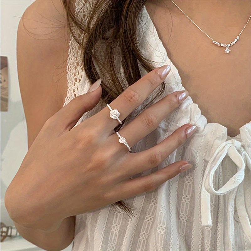 Rose Ring, Women's Adjustable, Simple Outfit, Love, Cute, Anniversary, Romantic, Birthday Gift, Exquisite Jewelry