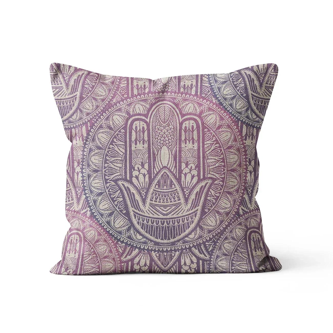 

Богемия Льняная наволочка Мандала Бохо Ретро Принт Декоративная наволочка для дивана Машины Кушетки Наволочка 45x45см 16x16Inch