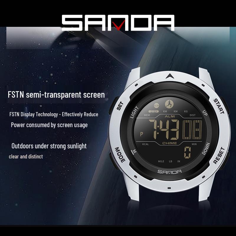 Sanda Multifunction Teen Sports Watch: Calorie Counter, Single Display, Pedometer, Waterproof.