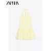 Zaprha 2025 New Sexy Seaside Vacation Style Bowknot Decoration Halterneck Patchwork Dress 0085338