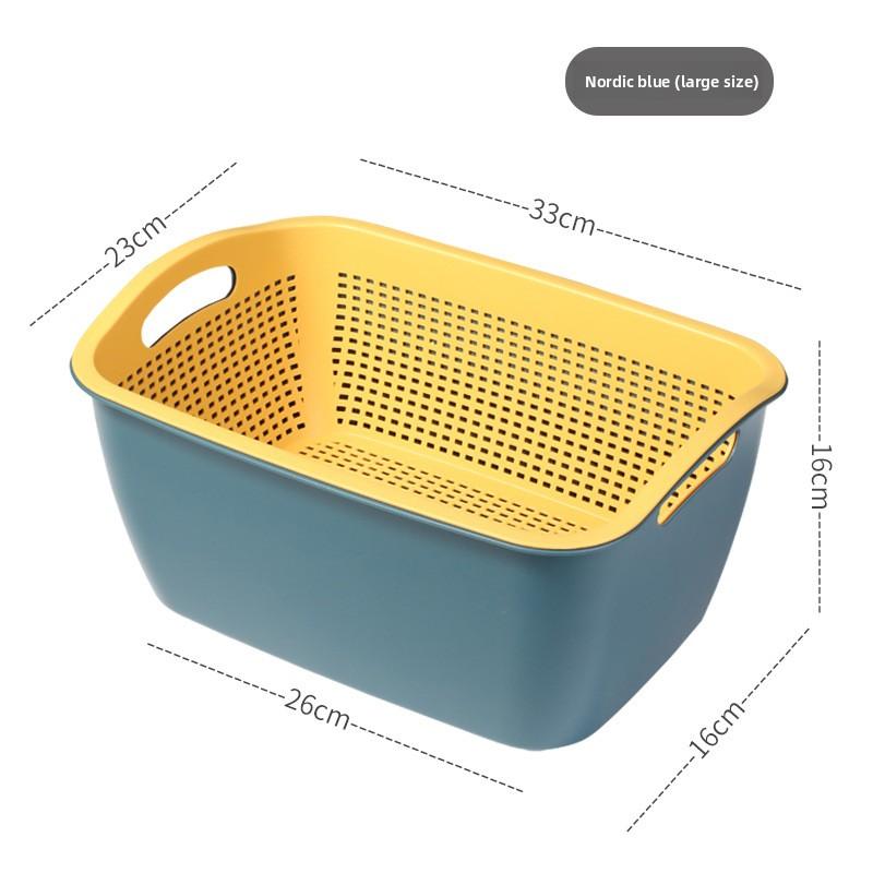 Double-layer Thickened Vegetable Wash Basin Drain Basket Plastic Large Bowl Rack Household Leaking Two-piece Set Dormitory Storage Washing Fruit