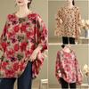 Summer New Artistic Plus Size Loose Print Round Neck Three Quarter Sleeve T-shirt