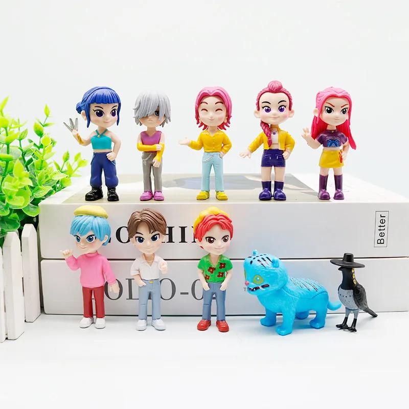 

10pcs/Set K-pop Demon Hunters Anime Figure Toys Q Version Derpys Tiger Rumi Mira Zoey Sussy Figurine Doll Fans Christmas Gift