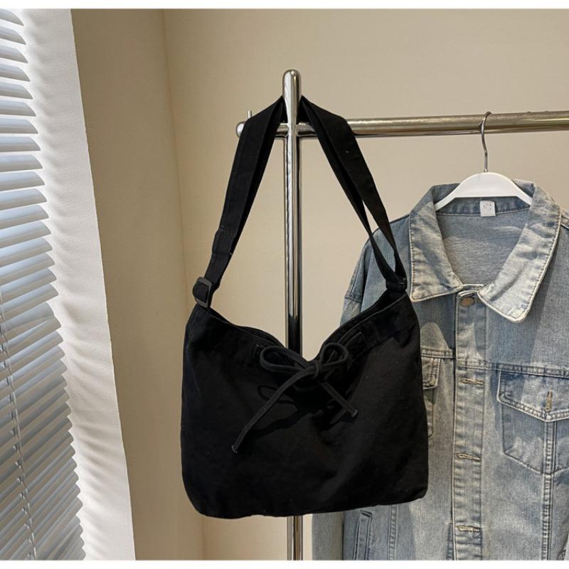 

Холщовая сумка женская большой вместимости новая повседневная на плечо мессенджер универсальная летняя премиум сумка-тоут чёрный