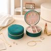 Round Mini Jewelry Organizer Box Velvet Portable Jewelry Storage Travel Jewelry Case  Storage Use