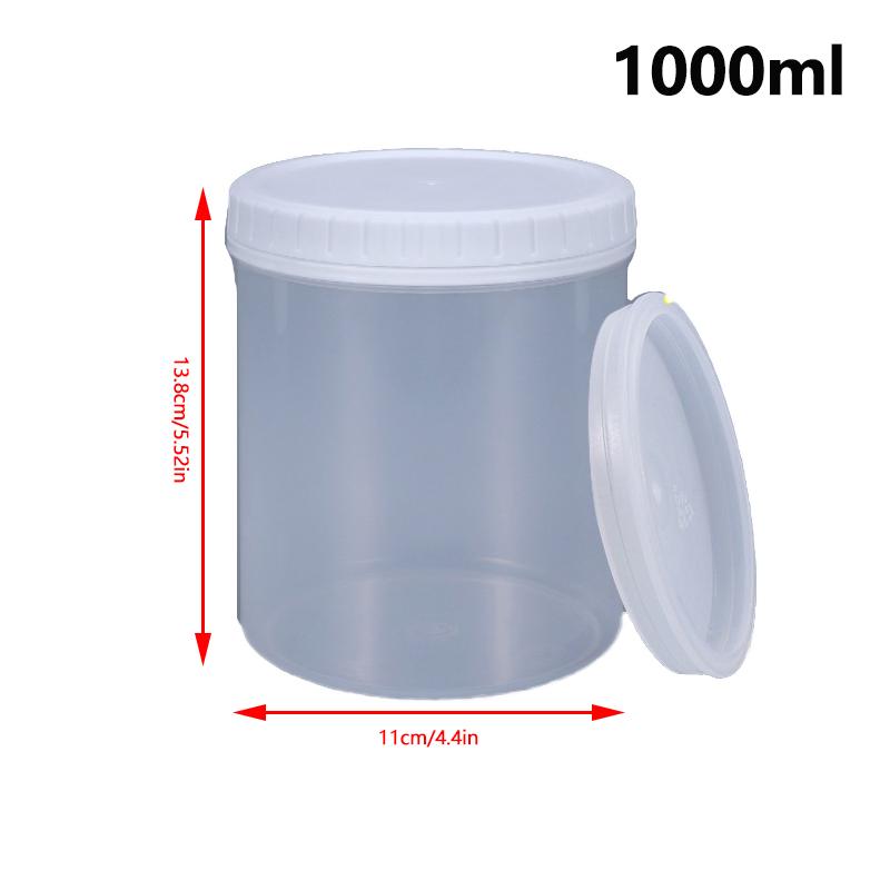 Průhledná uzavřená plechovka s víkem Plastová prázdná balící láhev Kruhové úložiště kbelík Sklenice na sušenky Potravinářské uzavřené plechovky Nádržka