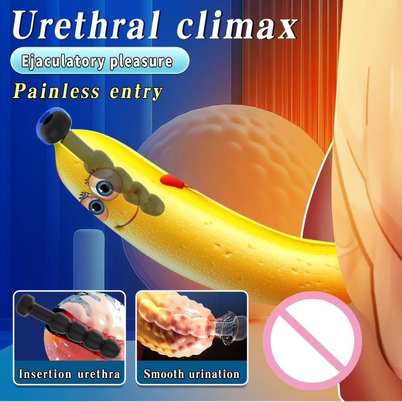 7-Size Hollow Silicone Urethral Catheter Kit – Penis Dilator Plug with Stimulator for Sounding & Male Masturbation