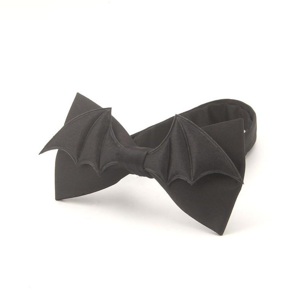 Black Halloween Cravat PU Leather Men Necktie Simple Bat Bow Tie  Cosplay