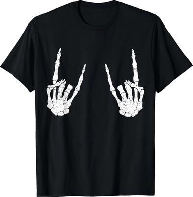 Trendy Halloween Skeleton Rocker Graphic Costume T  Shirt T- Shirt