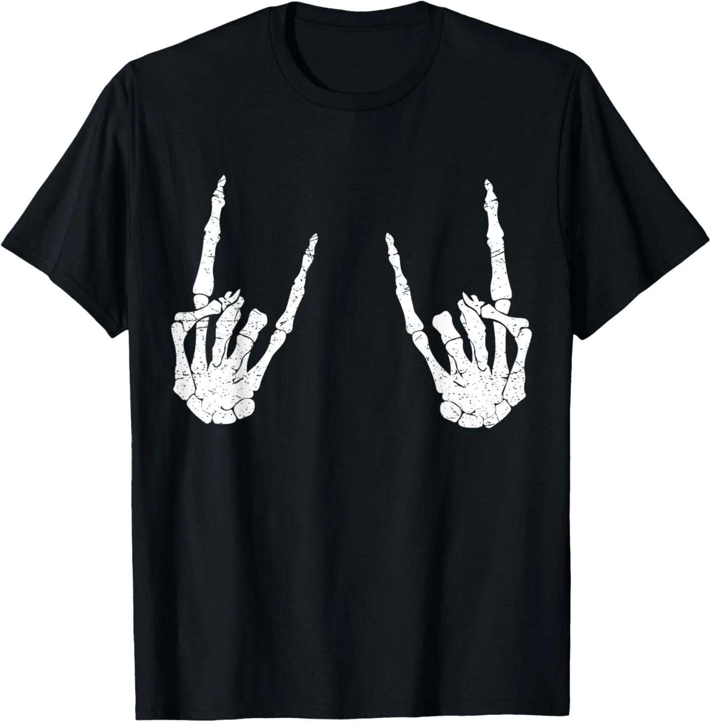 Trendy Halloween Skeleton Rocker Graphic Costume T Shirt T- Shirt L