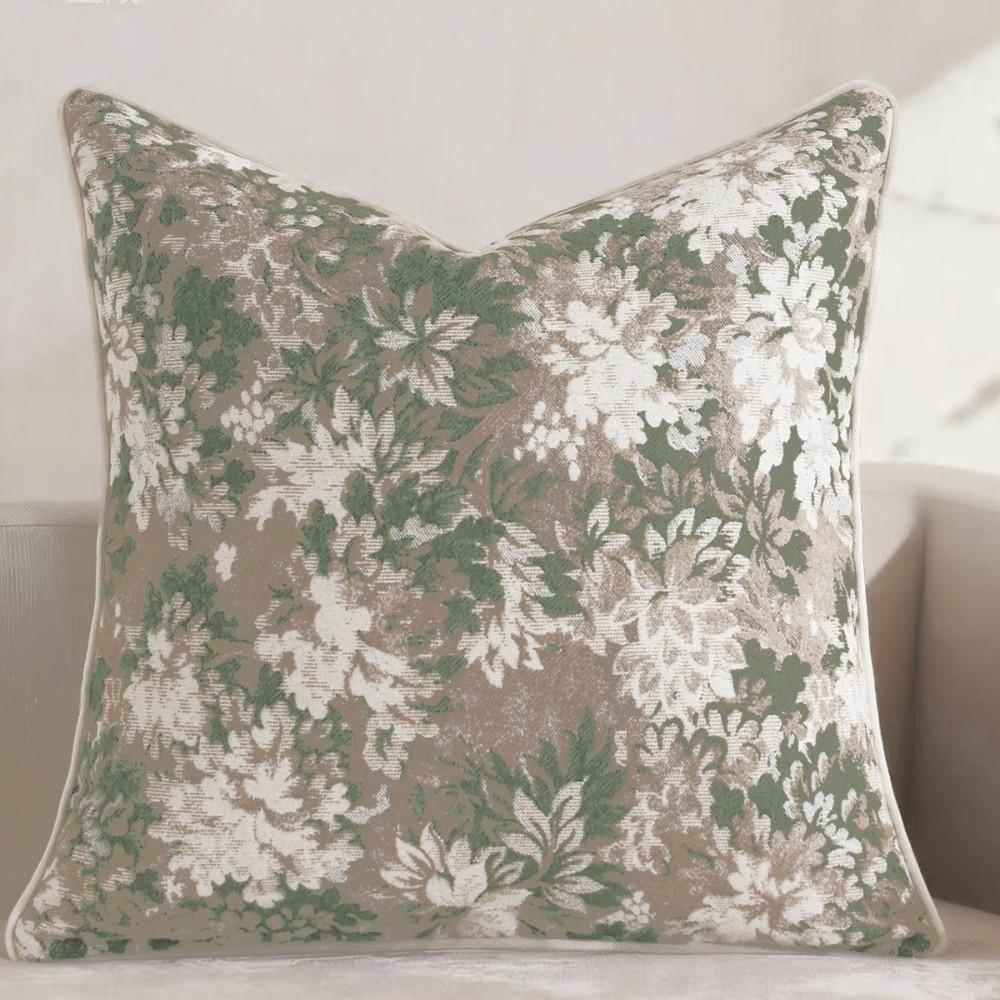 Yarn-Dyed Floral Throw Pillowcase Chenille Fabric Accent Couch Pillow  Sofa Cushion Cover