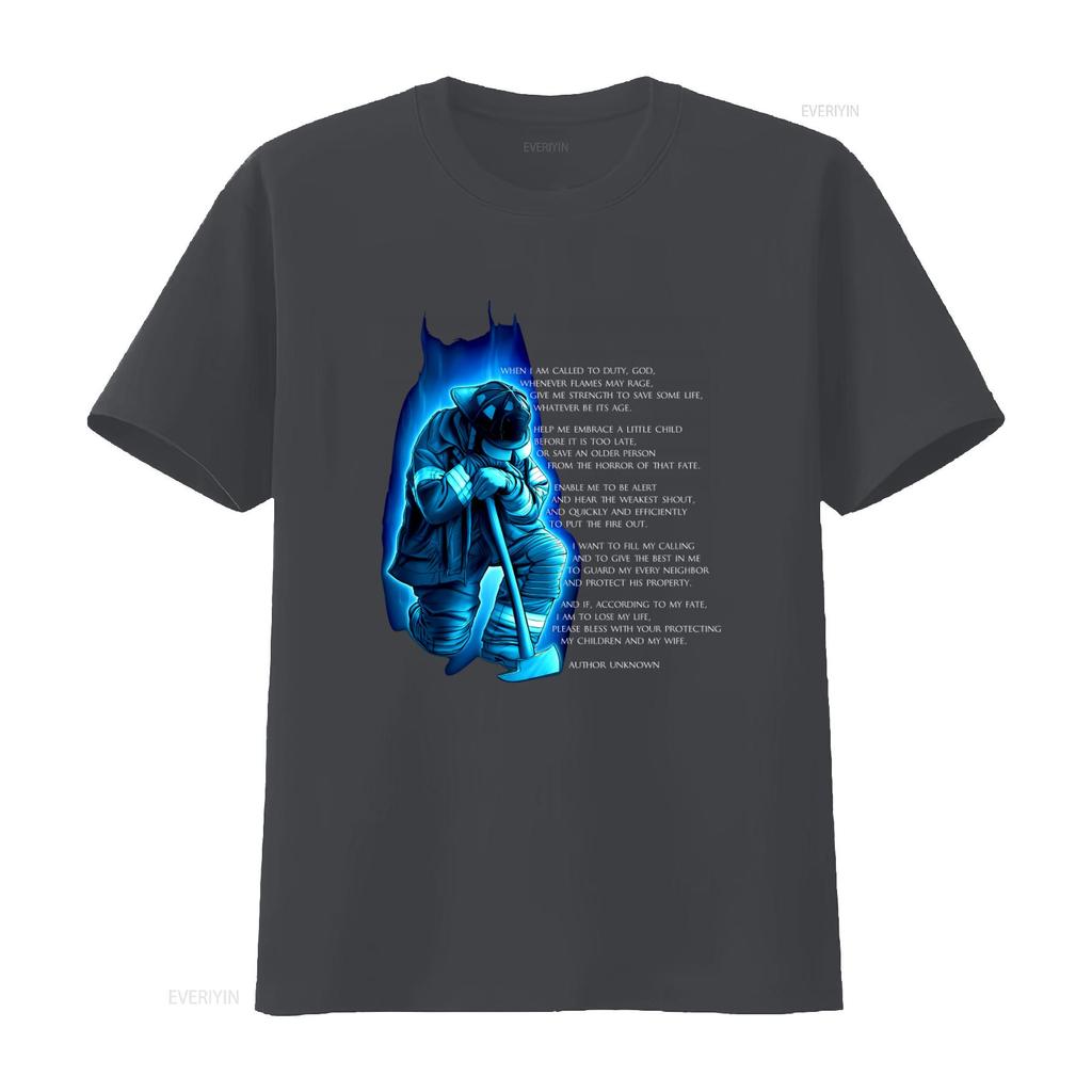 Fire Department Firefighter Poem Oath T Shirt Valor Service Honor Large Size vintage Washed designer clothes Versatile
