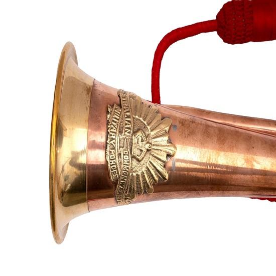 26.924 Cm Brass and Copper Blowing Bugle Signal Horn Classic Military-Style Bugle with Elegant Rope Binding Ideal for Ceremonies Parades Collectors