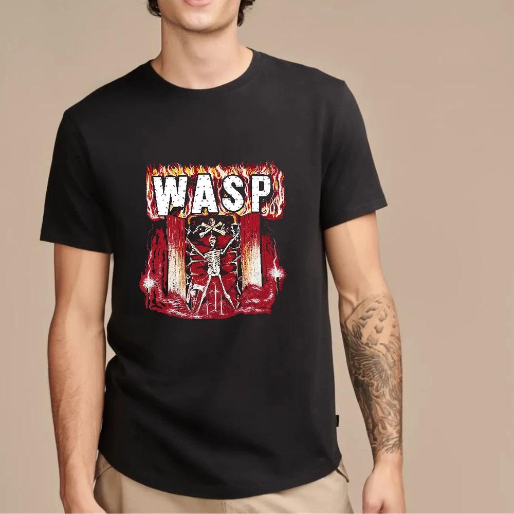 Schwarzes Baumwoll-Unisex-T-Shirt WASP Bandgrößen S5XL