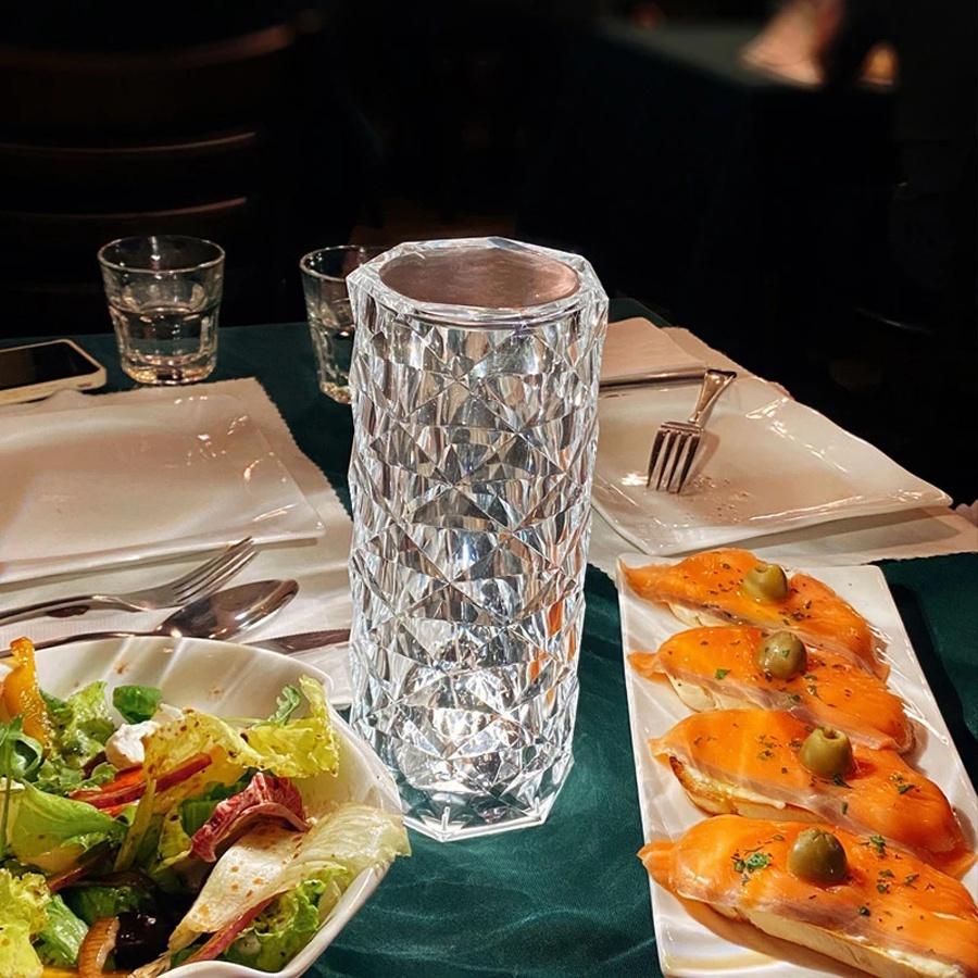Modern and Elegant Crystal Light for Table and Bedroom, with Touch Control and Adjustable Rose Light, Diamond Projection Included