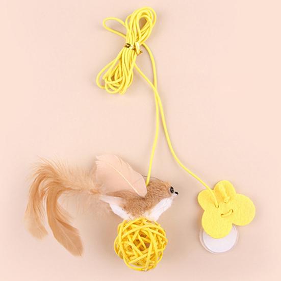 Pírková hračka pro kočky s tyčkou Interaktivní kočičí lákadlo s přísavkou 2 herní režimy Kočičí tyčková hračka pro vnitřní cvičení a zábavu