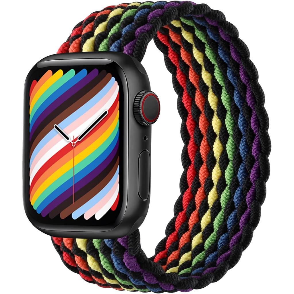 Elastische geflochtene Nylon-Uhrenarmbänder, Sport-Stretch Solo-Schlaufe Handgelenkband Kompatibel mit 38/40/41/42/44/45/46/49mm Smartwatch Herren Damen