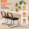 Rattan Chairs, Set of 2, Mid Century Modern Dining Chair, Upholstered Velvet Accent Chair with Rattan Back, Retro Dining Room Kitchen Chair for Living