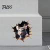 Decorative Sticker for Bathroom Glass Grey Mouse Peeking Wall Decal, 3D Hole Effect Sticker, Removable Creative Decoration Living Room PVC Art Bedroom