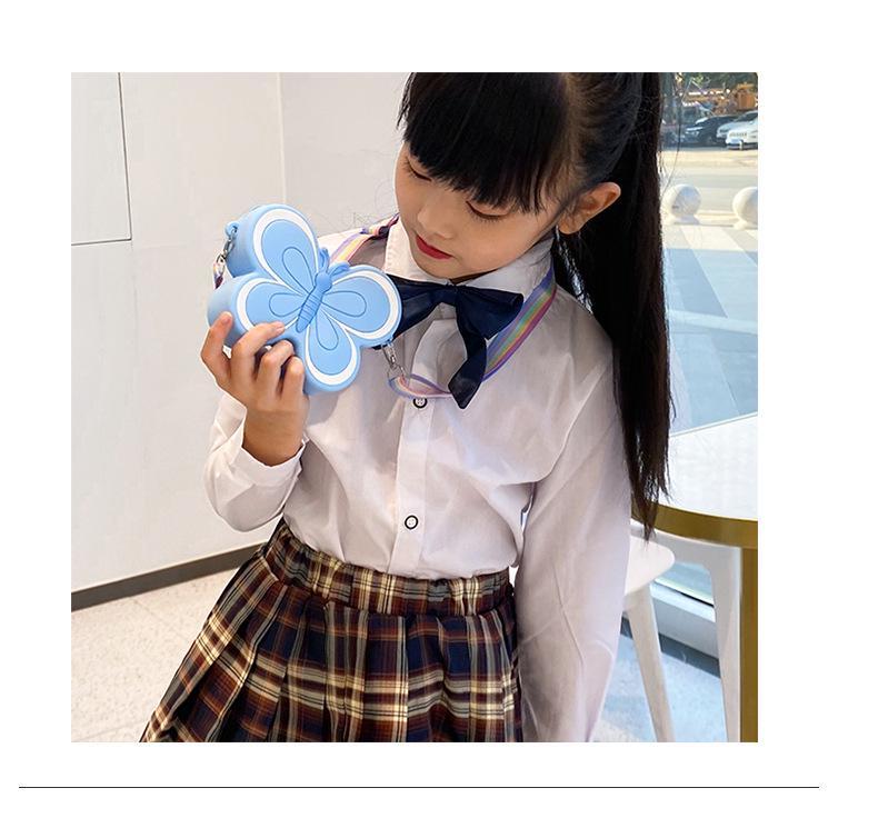 Modna silikonowa torebka crossbody dla dzieci w kształcie motyla z kokardką - Idealna do przedszkola