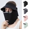 Hollow Top Large Brim Sun Hat UV Protection Ice Silk Face Cover  Cycling Protection