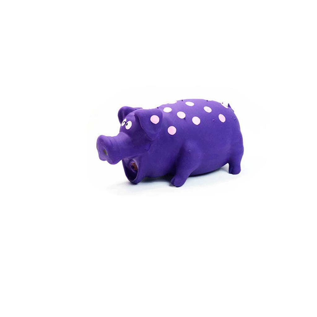Pig shaped latex dog toy durable anti bite rubber toy with spotted design pet interactive and grinding teeth toy