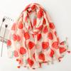 New Summer Fresh Cartoon Clothing With Cotton Feel Scarf Strawberry Scarf Thin Travel Sunscreen Shawl 88X180Cm