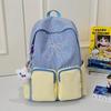 Fashion Color Blocked Bow Embroidery Colorful Polka Dot Pattern Student Backpack For Travel And School