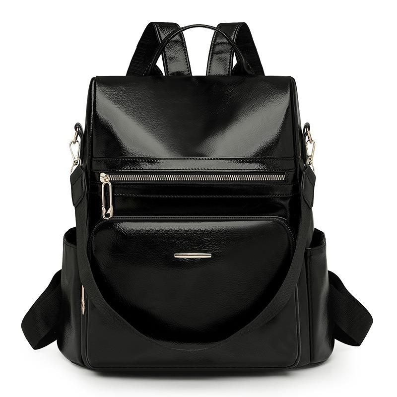 

Рюкзак из мягкой искусственной кожи, повседневная сумка через плечо, большая вместимость, простой дорожный модный рюкзак для поездок на работу чёрный