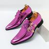 Luxury Men's Designer High Quality Pointed Patent Leather Pink Chelsea Formal Shoes Dress Wedding Party Monk Strap Loafers