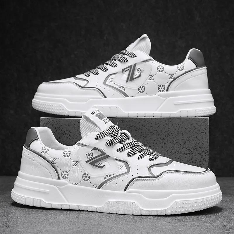 New Shoes for Men Genuine Leather Casual Shoes Street Trend Flat Skateboard Shoes Youth Cool Cow Leather Sneakers