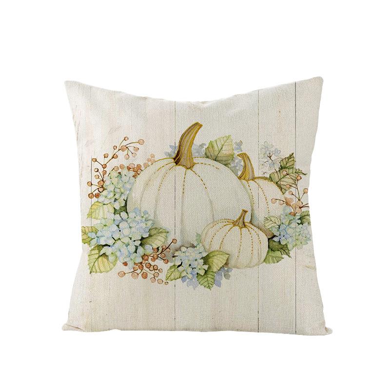 Thanksgiving Cushion Cover Pumpkin Print Harvest Polyester Cushion Cover Office Sofa Cushion Cover