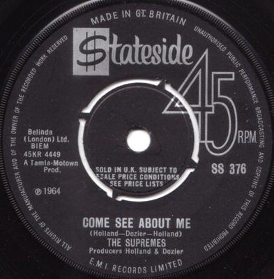 7-inch Plaat SUPREMES - Come See About Me SS376 Stateside 1965 UK Soul/Funk Gebruikt