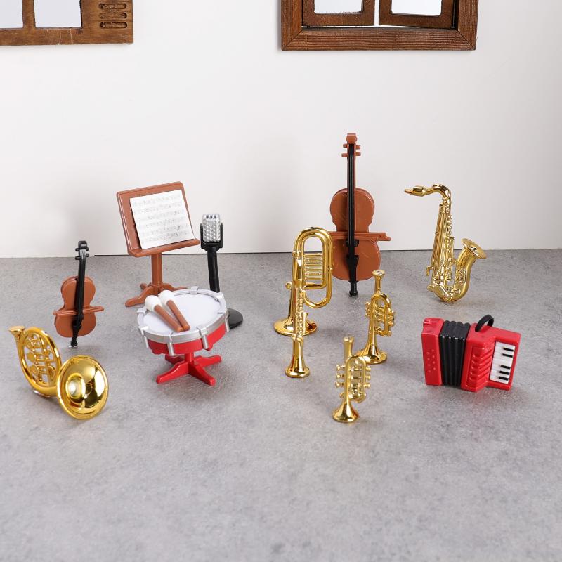 1 Set Home Decor Toy 1:12 Dollhouse Miniature Accordion Sax Classical Musical Instrument Model Ornament Doll House Accessories