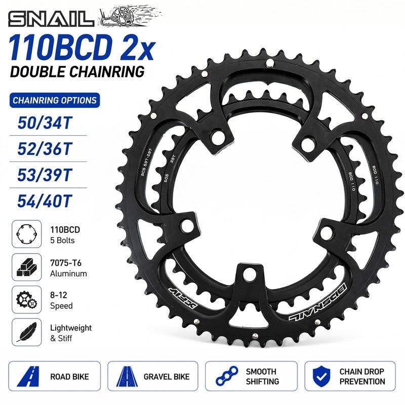 Fovno 12s Double Chainring 110bcd Road Bike Gravel Round 2x 54 50t 35t 34t 52t 36t 53t 39t for Sram S350 S900 Deckas for Shimano