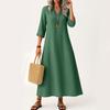 Dress For Women Long Boho Beach Dress Elegant Maxi Dress V-Neck 3/4 Sleeve Dress With Pockets
