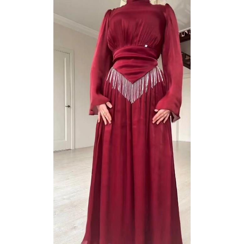 Весеннее новое модное платье для арабских женщин Ближнего Востока, элегантное, из мерсеризованного хлопка, облегающее, с кисточками, маятником S