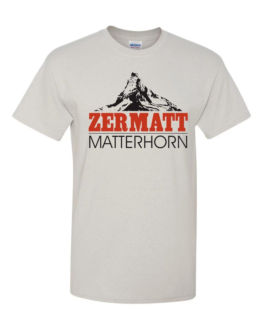 Zermatt Matterhorn T Shirt Swiss Alps Skiing Switzerland Light Grey L