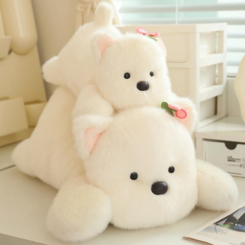 Adorable Cherry Westie Plush Toy For Kids Fluffy Soft Companionship Gift