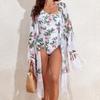 2024 Sun Protection Tassel Mesh Bikini Cover-Up – Asymmetric Shoulder Print Shawl