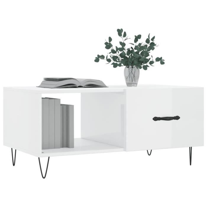 VidaXL Table basse Blanc brillant 90x50x40 cm Bois d'ingénierie 829206