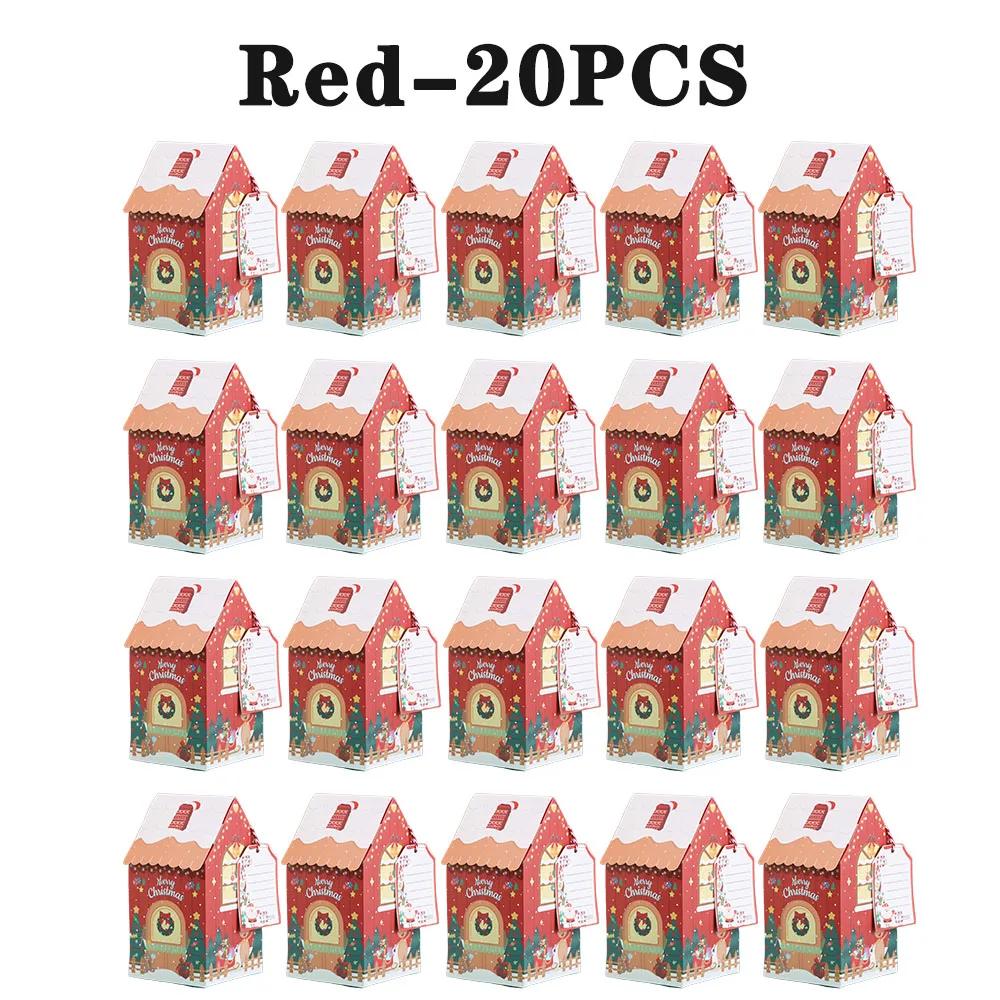 Christmas House Shape Candy Gift Box Christmas Snowman Little House Candy Cookies Packaging bag Bow Boxes Gift Color Box
