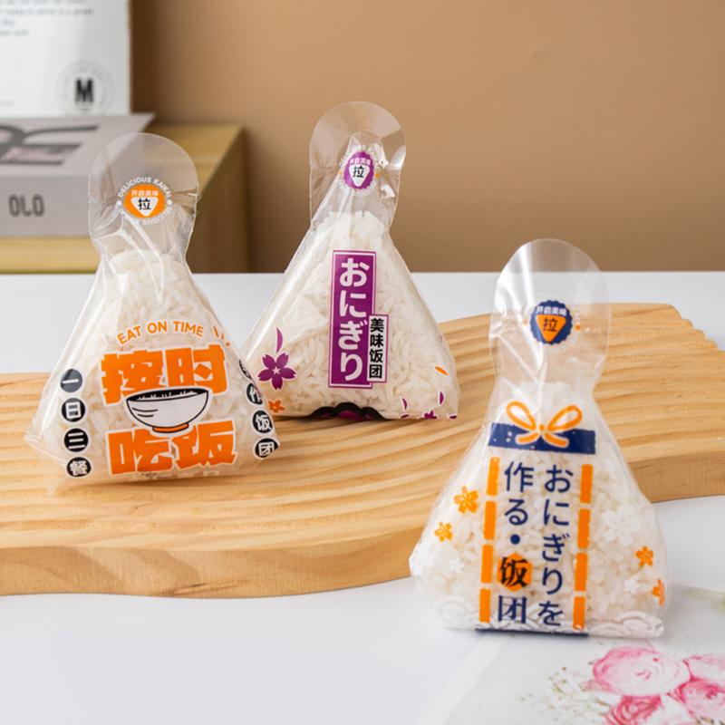 50Pcs Lovely Cartoon Triangle Rice Ball Packing Bag Seaweed Onigiri Sushi Bag Sushi Making Mold Tools Bento Accessories