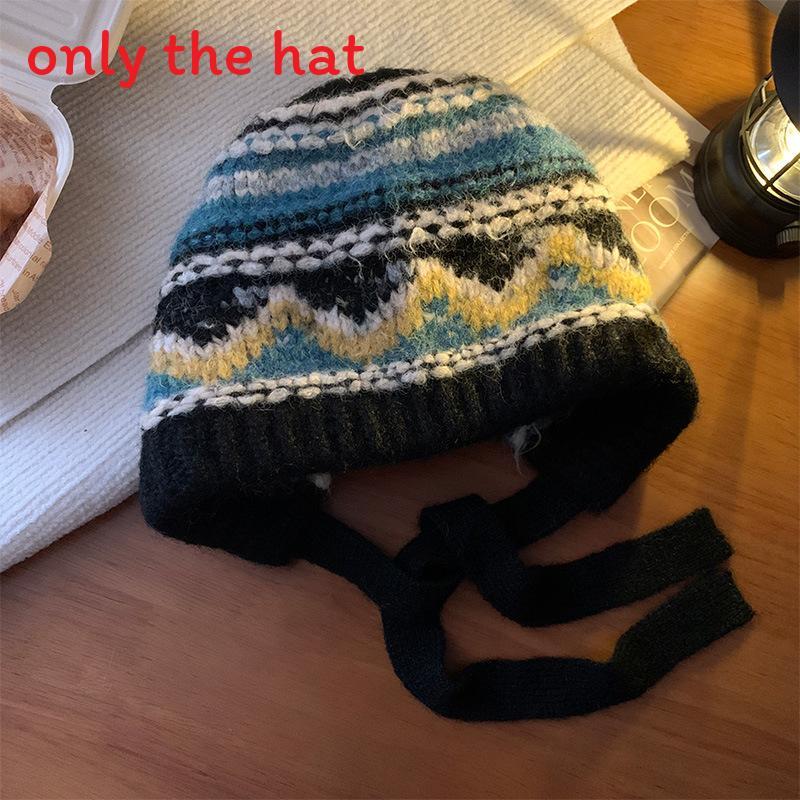 Vintage Knit Beret Wool Blend Warm Hat For Autumn Winter Women