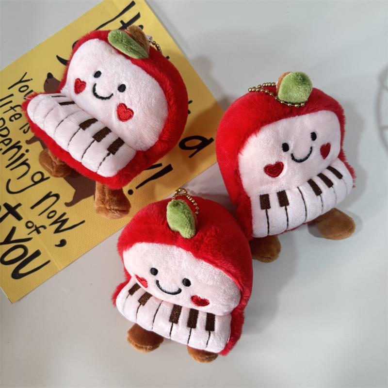 1/2 Pcs Cute Funny Apple Piano Plush Toy Stuffed Doll Keychain Pendant Backpack Decoration Bag Hang Ornament Couple Gift Keyring