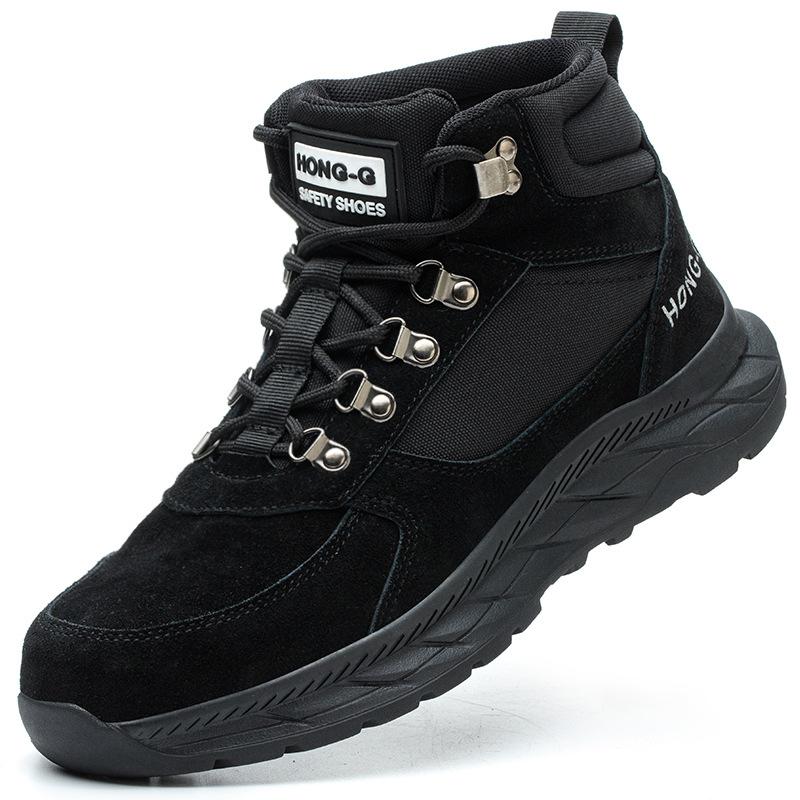 High Top Men's Safety Shoes with Steel Toe Cap Construction Site Work Shoes Sneakers Wear Resistant Rubber Labor Protection Shoe