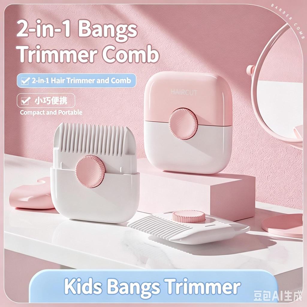 Mini Hair Clipper & Comb Set 2-in-1 | Safe Portable Hair Trimmer for Kids & Adults | Travel-Friendly Bangs & Split Ends Cutter